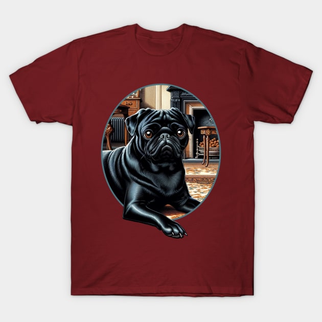 Classy Black Pug T-Shirt by FivePugs